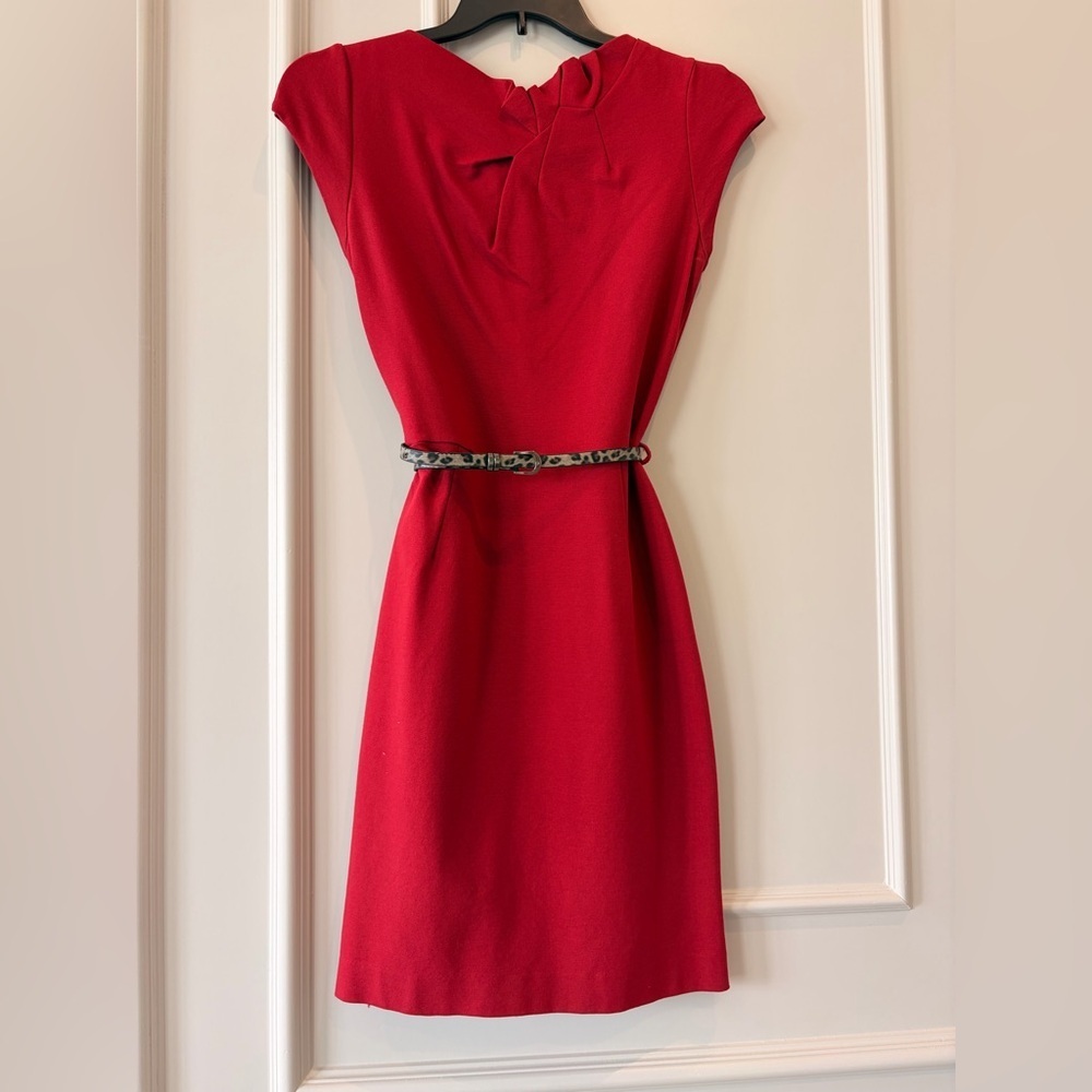 Mango Red Midi Dress with Bow Accent